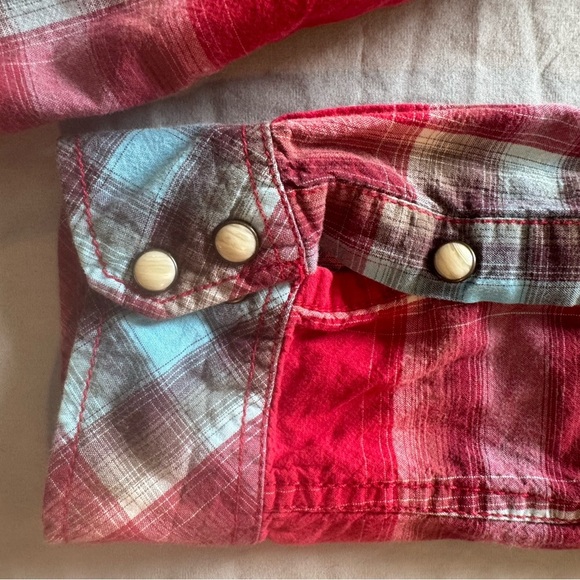 Vintage Aeropostale Red Plaid Button Down Shirt with pearl snaps western - Picture 4 of 9